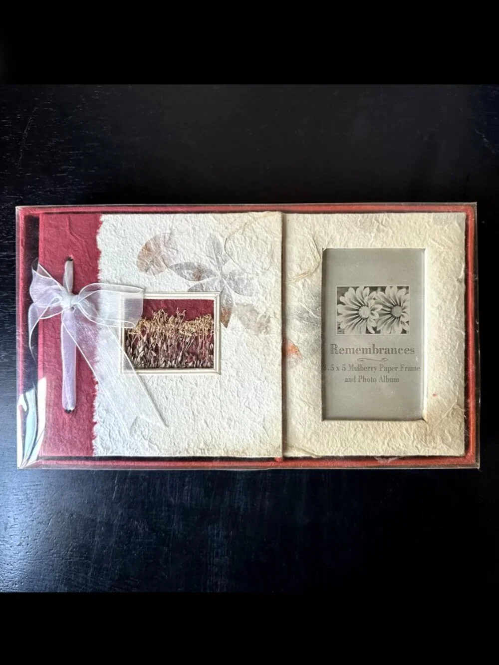 Vintage Remembrances Mulberry Paper Photo Album & Frame Gift Set NIB Botanical